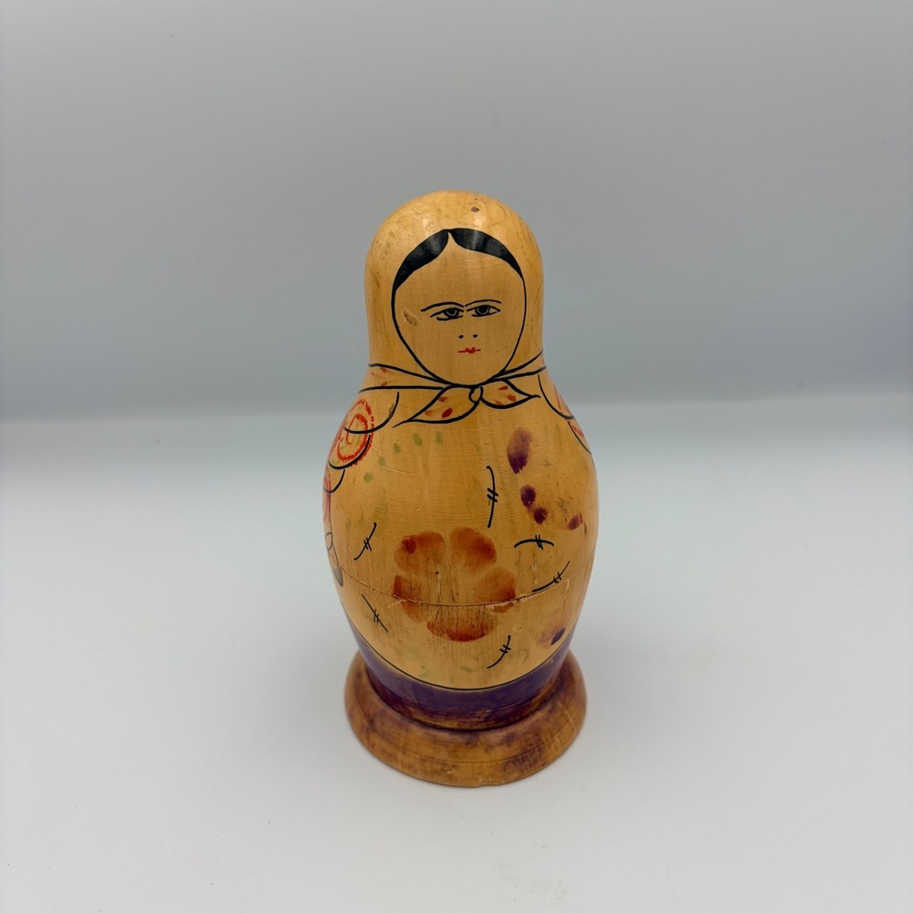 Vintage Russian Nesting Dolls Matryoshka Hand Painted Folk Art Set PARTIAL